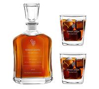 Maverton Classic Bourbon Whiskey Decanter Capitol Set with 2/4/ 6 Glasses - You can Personalise Tumblers as Gift - 700 ml Universal Carafe - Gift for Couple - The Best Mom