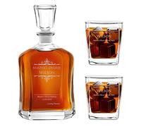 Maverton Classic Bourbon Whiskey Decanter Capitol Set with 2/4/ 6 Glasses - You can Personalise Tumblers as Gift - 700 ml Universal Carafe - Gift for Couple - Magister