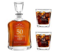 Maverton Classic Bourbon Whiskey Decanter Capitol Set with 2/4/ 6 Glasses - You can Personalise Tumblers as Gift - 700 ml Universal Carafe - Gift for Couple - Years Old