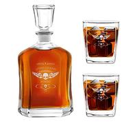 Maverton Classic Bourbon Whiskey Decanter Capitol Set with 2/4/ 6 Glasses - You can Personalise Tumblers as Gift - 700 ml Universal Carafe - Gift for Couple - Living Legend