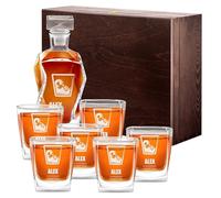 Maverton Classic Curve Whiskey Decanter Set of 6 Glasses - You can Personalise Tumblers as Gift - 700 ml Universal Carafe - True Connoisseur