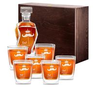 Maverton Classic Curve Whiskey Decanter Set of 6 Glasses - You can Personalise Tumblers as Gift - 700 ml Universal Carafe - Father