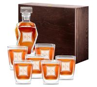 Maverton Classic Curve Whiskey Decanter Set of 6 Glasses - You can Personalise Tumblers as Gift - 700 ml Universal Carafe - Monogram