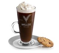 Maverton Coffee Mug for Couples - Personalised Latte Glass for Wedding - Cup for Hot Beverages - Engraved Glass for Anniversary - for Coffee Lovers - Glassware for Parents - Plant