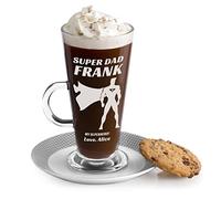 Maverton Coffee Mug for Man - Personalised Latte Glass for dad - Cup for Hot Beverages - Engraved Drinking Glass for Birthday - for Coffee Lover - Customised Gadget - Super
