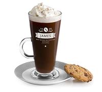 Maverton Coffee Mug for Man - Personalised Latte Glass for dad - Cup for Hot Beverages - Engraved Drinking Glass for Birthday - for Coffee Lover - Customised Gadget - Year