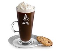 Maverton Coffee Mug for Woman - Personalised Latte Glass for Lady - Cup for Hot Beverages - Engraved Glass for Birthday - Glassware for Coffee Lover - Kitchen Accessory - Cup of Coffee