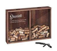 Maverton Cork & Bottle Caps Collector - Mounted Wooden Box with a Transparent lid - Corkscrew and Bottle Opener Attached - Personalised Gift for Men and Women - Wine