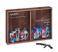 Maverton Cork & Bottle Caps Collector - Mounted Wooden Box with a Transparent lid - Corkscrew and Bottle Opener Attached - Personalised Gift for Men and Women - Important
