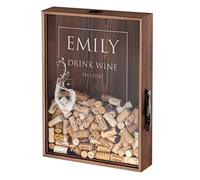 Maverton Cork Catcher with Engraving for Woman - Beer caps Collector - Wooden Box with a Transparent lid for her - Bottle Opener Attached - Personalised Birthday Gift - Wine