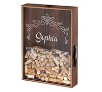 Maverton Cork Catcher with Engraving for Woman - Beer caps Collector - Wooden Box with a Transparent lid for her - Bottle Opener Attached - Personalised Birthday Gift - Better