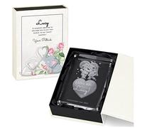 Maverton Crystal Glass Block for woman - Engraved Glass Figurine Statue - 3d Picture Keepsake in Personalised Box - Personalised Glass Plaque with heart - For couples - ELEPHANT