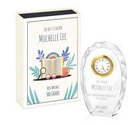 Maverton Crystal Statuette with Clock - Personalized plaque - Glass clock keepsake with engraving - Great graduation gift idea - Gift for teacher - BOOK