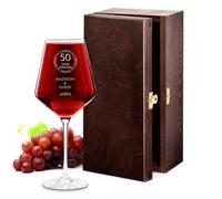 Maverton Crystal Wine Glass - Personalised Present for Couples - 490ml Glass with Engraving - Gift for Woman an Man - Wine Lovers - Stem Wine Glass - Eternity