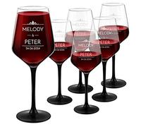 Maverton Customisable Red Wine Glasses for Couples - Set of 6 Glasses for Wine Connoisseurs - Glassware with Engraving for Wedding - Stylishly Crafted Glasses for Anniversary - Together