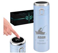 Maverton Customised Blue Travel Mug for Dad - Engraved Coffee Cup Travel Mug for Birthday - Insulated Stainless Steel Tea Mug for grandpa - LED Temperature Display - Personalised Gadget for him - FISH