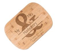 Maverton Customised Chopping Platter for Couples - for Wedding - Breadboard - Bamboo Board for Family - 35 x 25cm - for Loved Ones - for Anniversary - Personalized Accessory - Mr & Mrs