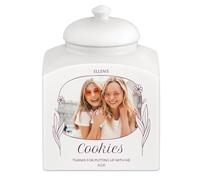 Maverton Customised Cookie Jar with Lid - Ceramic Candy Container with overprint - Storage Jar for Biscuits - Ceramic Food Storage for her - For Birthday - Ladies Kitchen Accessory - BFF