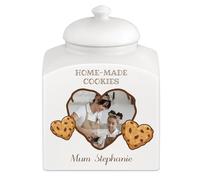 Maverton Customised Cookie Jar with Lid - Ceramic Candy Container with overprint - Storage Jar for Biscuits - Ceramic Food Storage for her - For Birthday - Ladies Kitchen Accessory - BROWN