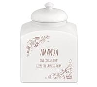 Maverton Customised Cookie Jar with Lid - Ceramic Candy Container with overprint - Storage Jar for Biscuits - Ceramic Food Storage for her - For Birthday - Ladies Kitchen Accessory - TREATS