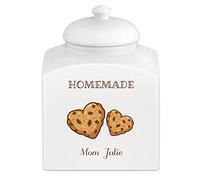 Maverton Customised Cookie Jar with Lid - Ceramic Candy Container with overprint - Storage Jar for Biscuits - Ceramic Food Storage for her - For Birthday - Ladies Kitchen Accessory - HOMEMADE