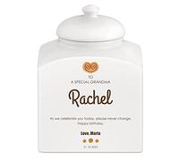 Maverton Customised Cookie Jar with Lid - Ceramic Candy Container with overprint - Storage Jar for Biscuits - Ceramic Food Storage for her - For Birthday - Ladies Kitchen Accessory - BISCUIT