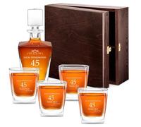 Maverton Customised Whiskey Set for Man - Carafe and 4/6 Glasses with Engraving - Stylish Barware for Birthday for dad - for Whisky Lovers - Geometric Decanter and 4/6 Glasses - Gentleman
