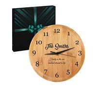 Maverton Engraved Bamboo Wall Clock - Home Decoration - Wooden Timekeeper for Parents - Stylish Gift Idea - For Couples & Families - Living Room Decor - Family