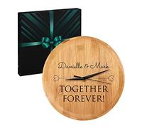 Maverton Engraved Bamboo Wall Clock - Home Decoration - Wooden Timekeeper for Parents - Stylish Gift Idea - For Couples & Families - Living Room Decor - Together