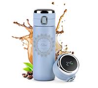 Maverton Engraved Blue Travel Mug for dad - Travel Mug with Temperature Display - Reusable Coffee Cup for Birthday - Removable Tea Infuser - Lightweight Design - LED Temperature Display - Ornamental