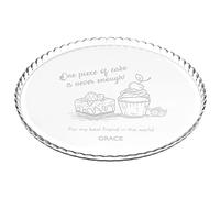 Maverton Engraved Solid Glass Cake Stand, Custom Round Cake Board, Enough