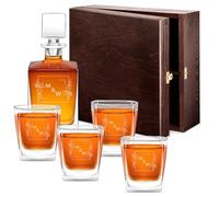 Maverton Engraved Whiskey Decanter Set for Couples - Personalized Elegant Beverage Dispenser for Anniversary - 4/6 Whisky Glasses with Engraving - Stylish Glassware for Newlyweds - Frame