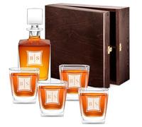 Maverton Engraved Whiskey Decanter Set for Couples - Personalized Elegant Beverage Dispenser for Anniversary - 4/6 Whisky Glasses with Engraving - Stylish Glassware for Newlyweds - Square