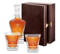 Maverton Engraved Whiskey Set for Man - Elegant Geometric Carafe with 2/4/ 6 Glasses for him - Geometric Set with Engraving - Customised Barware for Birthday - for Whisky Connoisseurs - Birthday