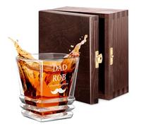 Maverton Engraved Whisky Glass for Man - Personalised Glassware for him - 280 ml Tumbler with Engraving - for Birthday - Ornamental Design - Geometric Tumbler for Brother - Player