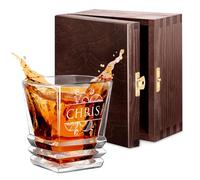 Maverton Engraved Whisky Glass for Man - Personalised Glassware for him - 280 ml Tumbler with Engraving - for Birthday - Ornamental Design - Geometric Tumbler for Brother - Name