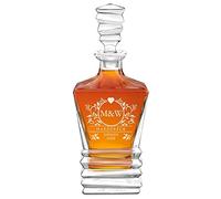 Maverton Geometric Whiskey Decanter for Couples - Personalized Elegant Beverage Dispenser for Wedding - Great Whiskey Carafe with Engraving - Engraved Glassware for Couples - Flowers