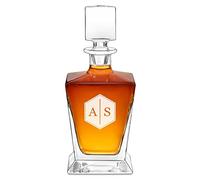 Maverton Geometric Whiskey Decanter for Couples - Personalized Elegant Beverage Dispenser for Wedding - Great Whisky Carafe with Engraving - Customised Glassware for Newlyweds - Diamond -