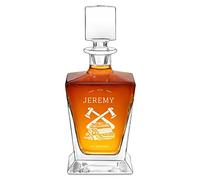 Maverton Geometric Whiskey Decanter with Engraving - Symmetrical Carafe for him - Customised Glassware for Man - Stylish Barware for Birthday - Whisky Decanter for Husband - Axe -
