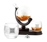 Maverton Globe Whiskey Decanter Set with 2 Glasses - Gift for Couples - 850ml Carafe with 300ml Personalised Glasses - Present for Parents - Together