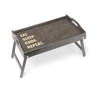 Maverton Grey Wooden Breakfast Desk - Multifunctional gadget for him - 21cm High Lap Desk - Birthday Gift for Men - Personalised present for dad - REPEAT