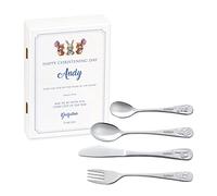 MAVERTON Kids Silverware in a Wooden Box - Personalised Animals Cutlery Set - Stainless Steel Engraved Utensil Set - for Boys - Animals