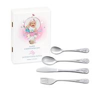 MAVERTON Kids Silverware in a Wooden Box - Personalised Animals Cutlery Set - Stainless Steel Engraved Utensil Set - for Girls - Pink