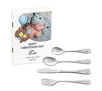 MAVERTON Kids Silverware in a Wooden Box - Personalised Animals Cutlery Set - Stainless Steel Engraved Utensil Set - for Boys - Dream