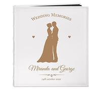 Maverton Medium-Sized White Photo Book - Personalised Faux Leather Cover - 33x30cm Memoir with Photographs - 30 Pages - Brilliant Couple Present - Newlyweds