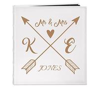 Maverton Medium-Sized White Photo Book - Personalised Faux Leather Cover - 33x30cm Memoir with Photographs - 30 Pages - Brilliant Couple Present - Arrow