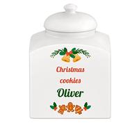 Maverton Overprinted Cookie Jar for man - Kitchen Container with Lid - Ceramic Candy Container for Birthday - Storage Jar for Biscuits - Accessory for him - Solid Food Storage - BELLS