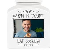 Maverton Overprinted Cookie Jar for man - Kitchen Container with Lid - Ceramic Candy Container for Birthday - Storage Jar for Biscuits - Accessory for him - Solid Food Storage - STOCK