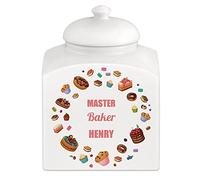 Maverton Overprinted Cookie Jar for man - Kitchen Container with Lid - Ceramic Candy Container for Birthday - Storage Jar for Biscuits - Accessory for him - Solid Food Storage - SWEETS