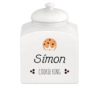 Maverton Overprinted Cookie Jar for man - Kitchen Container with Lid - Ceramic Candy Container for Birthday - Storage Jar for Biscuits - Accessory for him - Solid Food Storage - KING